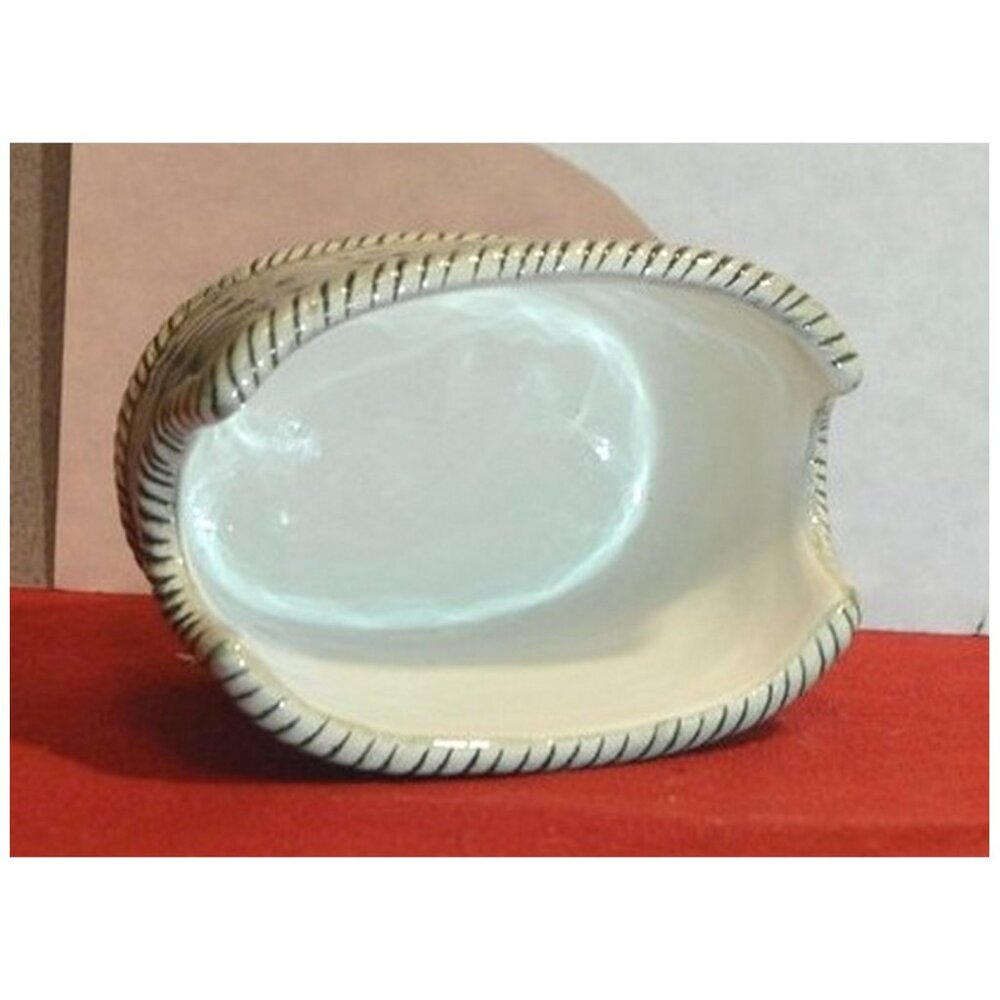 Green Ceramic Basket Figurine Spoon Rest? Freestanding ~3-7/8" long - Picture 4 of 6